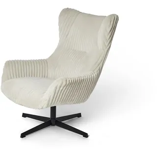 Jahnke Lounge-Sessel Cord 83 x 102 x 80 cm Weiß drehbar, gepolstert