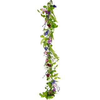 Kunstblume I.GE.A. "Blütenranke" Kunstpflanzen Gr. B/H/L: 18 cm x 150 cm x 10 cm, lila (violett) Kunst-Blumen Blumenranke Stiefmütterchenranke Girlande EfeuRaum Wand Hochzeit