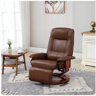 Homcom Relaxsessel Kunstleder 360° drehbar 75 x 100 x 80 cm Braun mit Liegefunktion