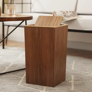 Holz Papierkorb Mit Deckel - Abfalleimer für Büro, Badezimmer, Schlafzimmer, Küche, Haushalt, Wohnzimmer - Recycling Papierbehälter Unter Schreibtisch