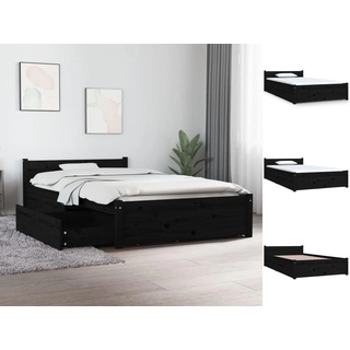 vidaXL Bettgestell Bett mit Schubladen Schwarz 90x200 cm Bett Bettgestell Einzelbett Bett schwarz