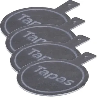 4er Set Schieferplatte Tapas Snack Platte Brett zum Servieren Bako Rund