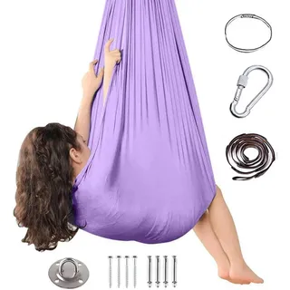 Turntuch Zum HäNgen FüR - Anti-Gravity-üBungen HäNgetuch Geeignet, Um Ängste Abzubauen,Glück(Purple 2,280x100CM/110x39in)