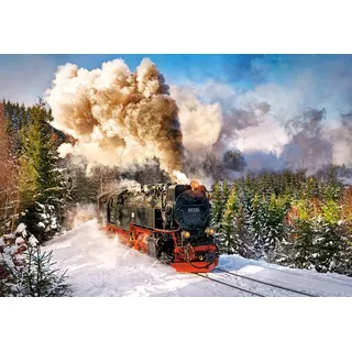 Castorland Puzzle Die Dampflokomotive in der Winterlandschaft, Puzzleteile