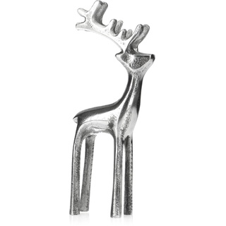 com-four® Rentier-Skulptur- Dekofigur aus Aluminium - weihnachtliches und Elegantes Wohnaccessoire - Metall-Austeller für die Winterzeit (01 Stück - groß)