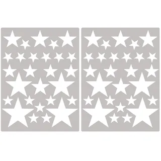 PREMYO 54 Sterne Wandsticker Kinderzimmer Mädchen Jungen - Wandtattoo - Wandaufkleber Selbstklebend Weiß