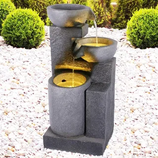 Gartenbrunnen Brunnen Zierbrunnen Zimmerbrunnen Springbrunnen Wasserfall Wasserspiel für Garten, Gartenteich 230V Gartenbrunnen Granit Kaskade mit LED-Licht