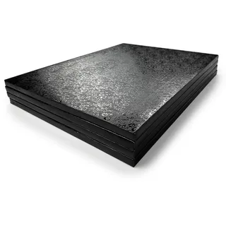 Miss Bakery's House® Cake Drum - 12mm - 30x40cm - schwarz - 4 Stück - eckig - Kuchenplatte dick - stabil - beschichtet - sicheres Transportieren von Kuchen - Stapelschichten