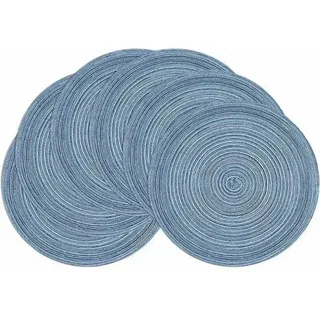Tischsets Blau Abwaschbar Geflochten Rund 6er Set 6er Set Blau