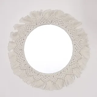 DECCARO Deko-Spiegel. rund, Makramee Boho Wanddekoration, 40 cm