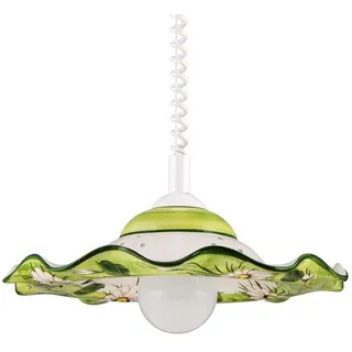 Helios Leuchten Pendelleuchte Küchenlampe Keramik, Keramiklampe, Deckenlampe, Hängelampe, für Esszimmer Küchentisch, handgefertigt handbemalt bunt|grün