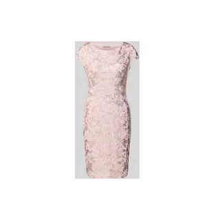 Knielanges Cocktailkleid mit Kappärmeln, Rose Melange, 48