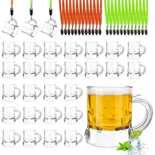 Dexpally 24 Stück 30ml Schnapsglas zum Umhängen Wiederverwendbare Schnapsgläser mit Henkel für Hochzeitsfeiern Geburtstagsfeier Bachelorette Party