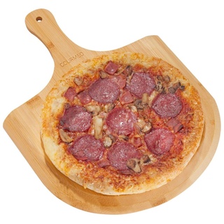 GOURMEO Pizzaschaufel aus Bambus - 38,5 x 29,5 cm Groß - Holz Pizzaschieber & Brotschieber - Auch XXL Pizzabrett oder als Flammkuchenschieber Geei...