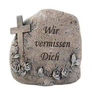 Mini Grabstein Wir vermissen Dich. Deko Stein mit Gravur Inschrift