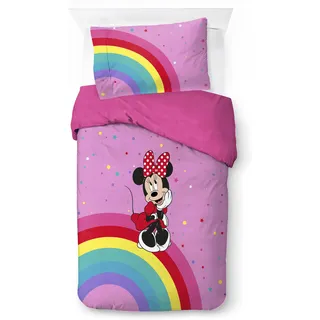 Disney Minnie Mouse Rainbow Baumwolle Rot 135 x 200 cm + 80 x 80 cm
