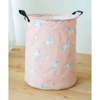 JameStyle26 Wäschekorb Box faltbar Aufbewahrungbox Kinderzimmer Kinder Wohnzimmer Bad Badezimmer Bärchen Korb Eimer Spielzeug (Einhorn 2)