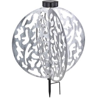 Solarlampe silber Terrassenleuchte Reto Außenlampe, LED Steckleuchte Gartendeko antik Balkon, Metall matt rund, 1x LED 3000K warmweiß, DxH 40x51 cm