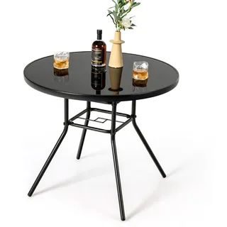 Gartentisch Bistrotisch rund mit Schirmloch Balkontisch 86 x 86 x 71 cm
