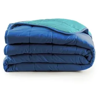 Bassetti Steppdecke, wendbar, für Übergangszeit, aus Mikrofaser, gesteppt, einfarbig, Füllung von 90 Gramm (Blau, Doppelbett 255 x 260 cm)