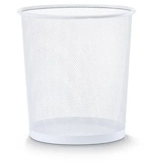 Basera® Papierkorb Papierkorb Mülleimer für Büro, Bad, Jugendzimmer & Kinderzimmer, 14,5 Liter, Ø26 x 28 cm, Metallgeflecht, rund, weiß weiß 14,50 l | 26,00 cm x 28,00 cm x 26,00 cm