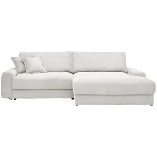 Carryhome Ecksofa, Perlmutt, Kunststoff, 3-Sitzer, Füllung: Schaumstoff,Hohlfaser, Ottomane rechts, L-Form, 300x180 cm, Rücken echt, Wohnzimmer, Sofas & Couches, Wohnlandschaften, Ecksofas