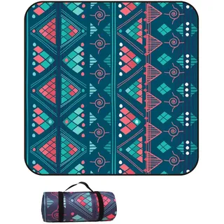 Treer Picknickdecke Wasserdicht isoliert Campingdecke Stranddecke Böhmischer Stil Faltbar Klein Groß Picknickmatte, für Outdoor Strand Camping Wandern Ausflüge (100x150 cm,Stil 2)