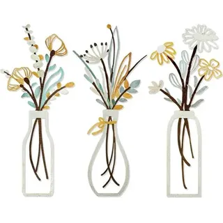 3-teiliges Wanddekor-set Aus Goldenem Metall, Blumen-wandkunst, Drahtblumen-wanddeko, Moderne Dekoration Für Schlafzimmer, Wohnzimmer, Badezimmer, Galerie, 35 X 15 Cm