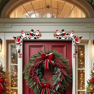 2 Stück Creative Türrahmen Deko Weihnachten, ZoneYan Türdeko Weihnachten, Holz Weihnachtsdeko Tür, Weihnachtsmann Türecke Dekoration, Dekoration Weihnachtsecktürrahmen, Türrahmen Deko Weihnachts