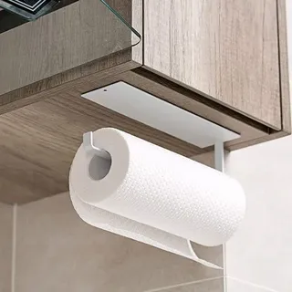 Küchenrollenhalter Fürs Badezimmer – Stangenlänge Ca. 26 Cm – Selbstklebender Küchenrollenhalter Für Wände, Küchenschränke Oder Badezimmer – Weiß