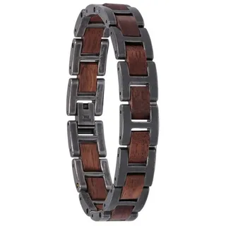 HOLZKERN Acoustic Herren-Armband aus Holz und Edelstahl Antik-Silberfarben Größe onesize