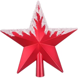 KONTONTY Weihnachtsbaumspitze Roter Fünfzackiger Stern mit Schneeflockendetails Dekorativer Baumspitzenaufsatz für Weihnachtsbaum und Festtagsdeko Leicht und Elegant