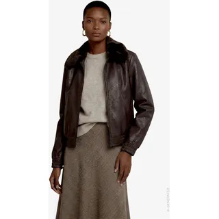 Zero Kunstlederjacke mit Kunstfellkragen Black Coffee 40
