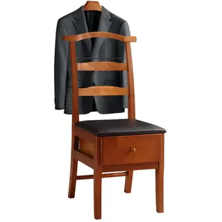 FOLREORP Herrendiener Holz Stuhl Valet mit Kleiderbügel, Hosenbügel und Bindegürtelstange Stummer Diener modern mit Schublade Kleiderständer mit Ablage für Flur Umkleidekabine chlafzimmer & Bad
