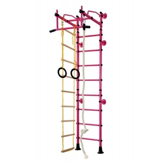 NiroSport Kletterwand für Kinder-Indoor M2 200 - 250 cm Pink Holzsprossen Sprossenwand Kinderzimmer