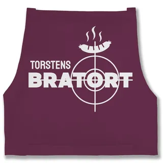 Schürze - Grillschürze - Bratort mit Name Geschenk Witzig Vatertag Weihnachten Geburtstag Papa - 85x69 - Aubergine - personalisierte kochschuerze küche kochschürze koch schürzen kochen apron - 85x69