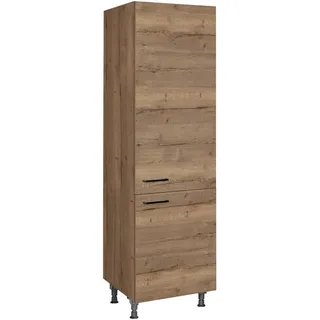 Nobilia Geschirrschrank Structura, Eiche dunkel, Holzwerkstoff, 5 Fächer, nur wie online abgebildet bestellbar, 60x216.6x58 cm, Blauer Engel, Pefc, Goldenes M, Made in Germany, DGM-Klimapakt, Küchen, Küchenmöbel, Küchenschränke, Geräteumbauschränke