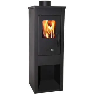 Kamin "ERA" aus Stahl, für Holz und Kohle, 7 kW, Keramikglas, 94 cm Höhe, hergestellt in Italien, 2 Jahre Garantie, Heizung für Zuhause (SCHWARZES HERD, 7 kW)