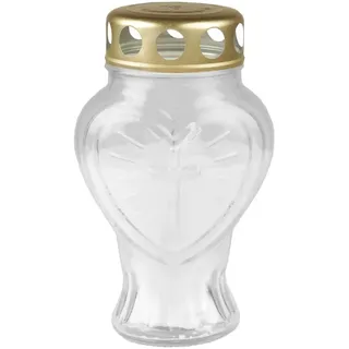HS Candle Grabkerze (1-tlg), Grabkerze in Herzform mit goldenem Deckel, versch. Farben und Größen weiß 6 cm x 13,5 cm