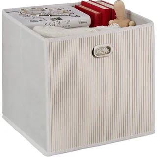 Relaxdays Aufbewahrungskorb Bambus quadratisch 31 x 31 x 31 cm weiß