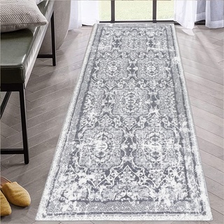 Enyhom Klassisch Teppich Läufer Flur 50 x 150 cm, Flauschig Weich Langer Läufer, Waschbar Kurzflor Küchenläufer, Hochwertig Schlafzimmer Bettvorleger für Flur Waschküche