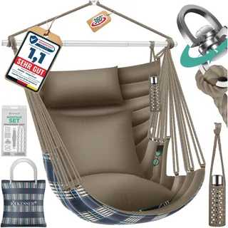 Kesser, Hängesessel, Hängesessel Hängestuhl 360° drehbar mit 2 Kissen und Tragetasche (150 kg)