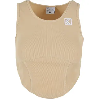 Muskelshirt KARL KANI "Karl Kani Damen KW241-001-2 Karl Kani Og Corset Rib Top", Damen, Gr. M, beige (sand), 95% Baumwolle, 5% Elasthan, slim fit, Rundhals, Shirts