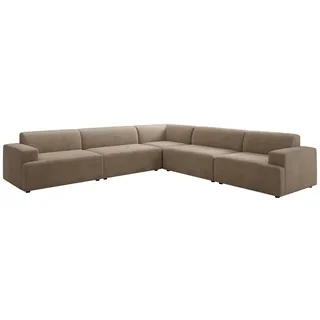 Luxusbetten24 Sofa Designer Sofa Monza Wohnlandschaft L XXL, in Samt beige