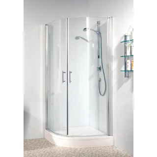 Eckdusche MAW BY GEO "Relax" Duschkabinen Gr. B/H/T: 90 cm x 195 cm x 90 cm, mit Antikalk-Versiegelung, grau (alufarben) Duschen mit Schwingtür