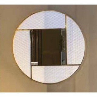 Casa Padrino Luxus Wandspiegel Weiß / Gold 120 x 3 x H. 120 cm - Runder Wohnzimmer Spiegel mit Metallrahmen - Schlafzimmer Spiegel - Garderoben Spiegel - Luxus Kollektion