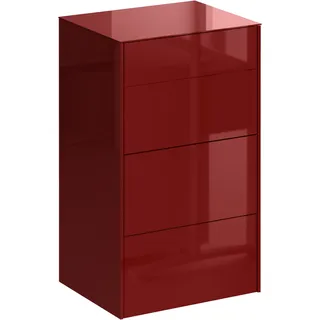 Kommode MÄUSBACHER, rot (bordeauxrot matt lack nb, glas bordeauxrot glanz), B:52cm H:89cm T:42cm, Sideboards, Kommode, Kommode BHT 52/89/42 cm, Push to open, Front+Oberplatte=Glas