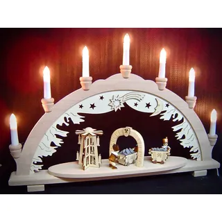 3D Lichterbogen Schwibbogen Bergmann 3 Bergleute und Pyramide + Lore 57 cm 10332