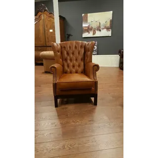 JVmoebel Ohrensessel Chesterfield Sessel aus echtem Leder in Braun, Made in Europa braun