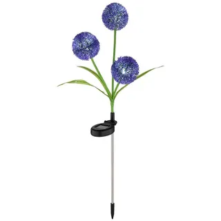 GLOBO LIGHTING LED Solarleuchte, LED-Leuchtmittel fest verbaut, Neutralweiß, Außenleuchte Solarlampe Gartendeko LED Pusteblume Edelstahl Lila lila